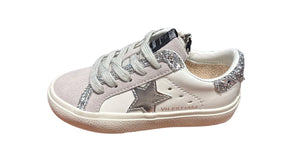 KIDS CAROLINA SNEAKER- WHT/GREY GLITTER - Simply Carolina