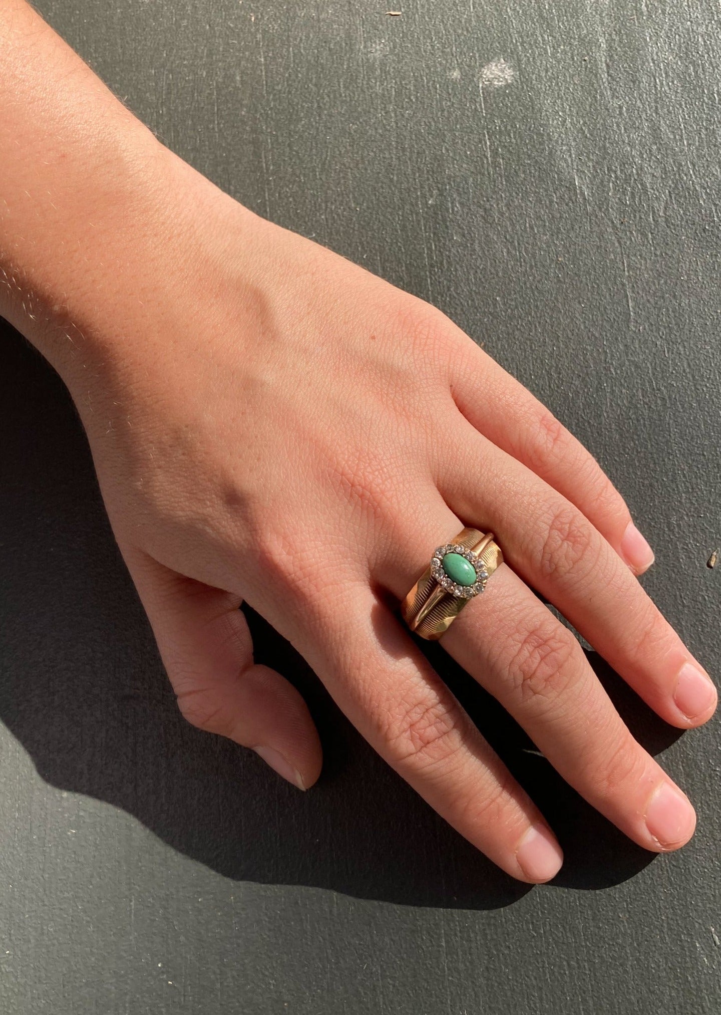 Vintage Turquoise and Diamond Ring