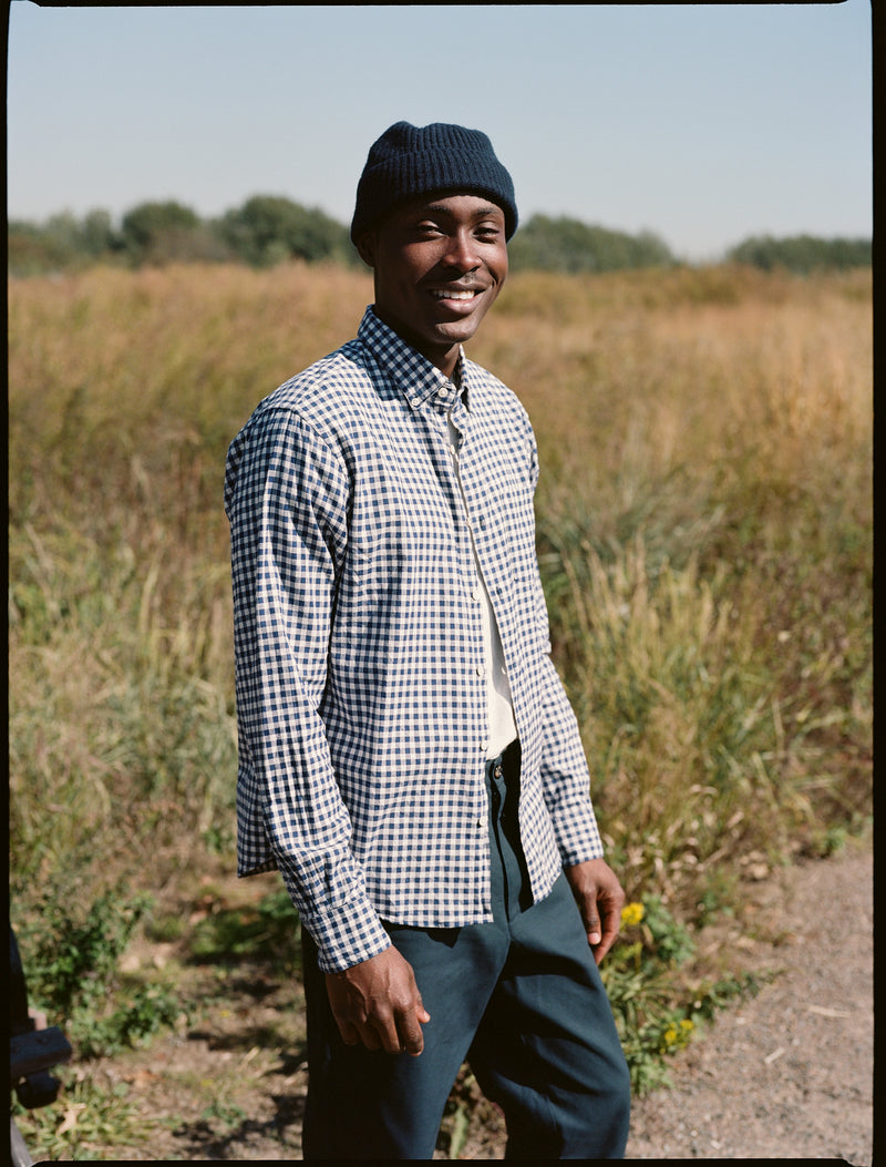 Single Needle Shirt, Navy Gingham Flannel – Steven Alan