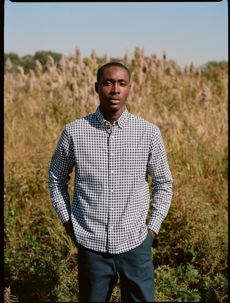 Single Needle Shirt, Navy Gingham Flannel – Steven Alan