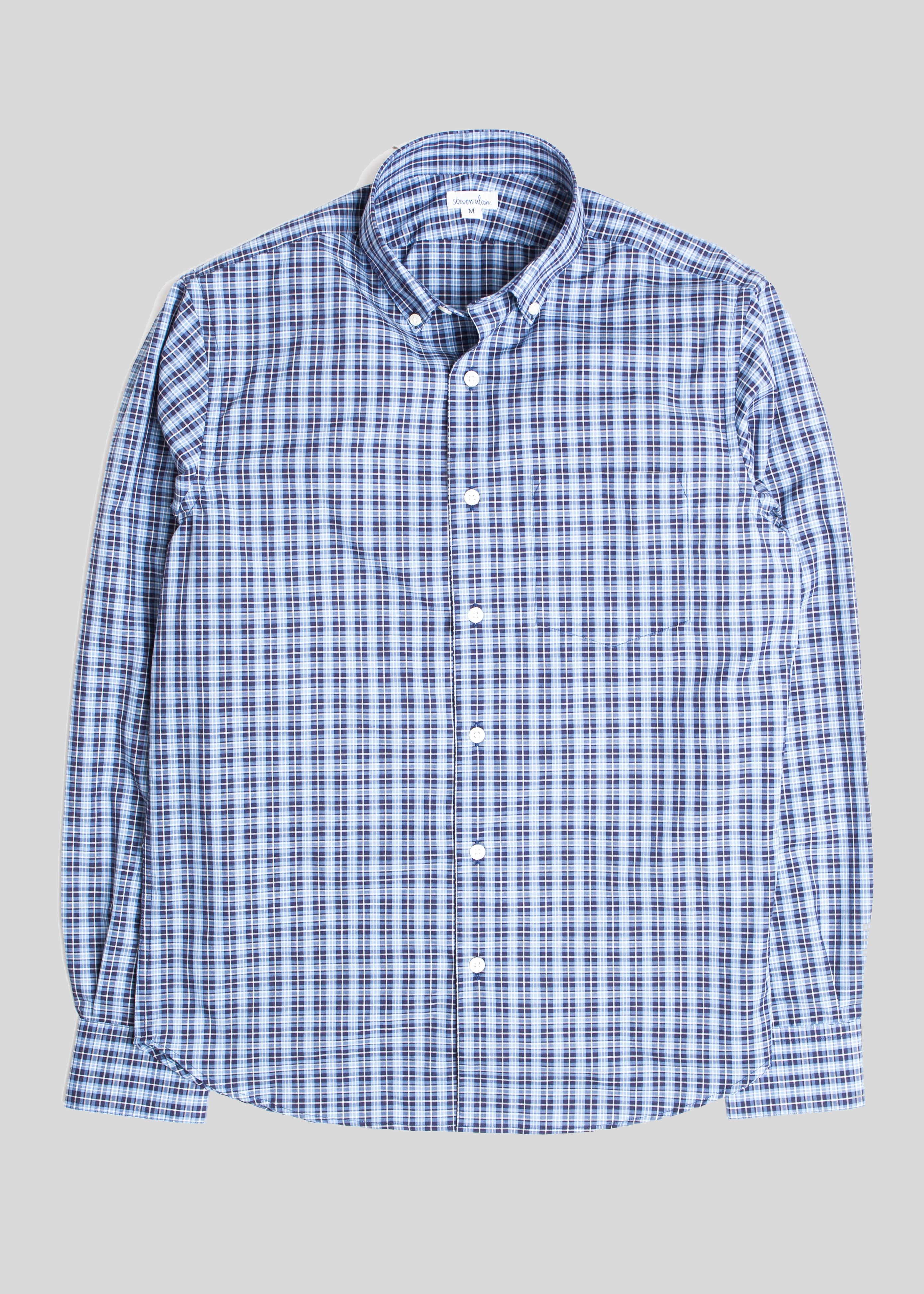 Image of Single Needle Shirt, Mixed Blue Tartan