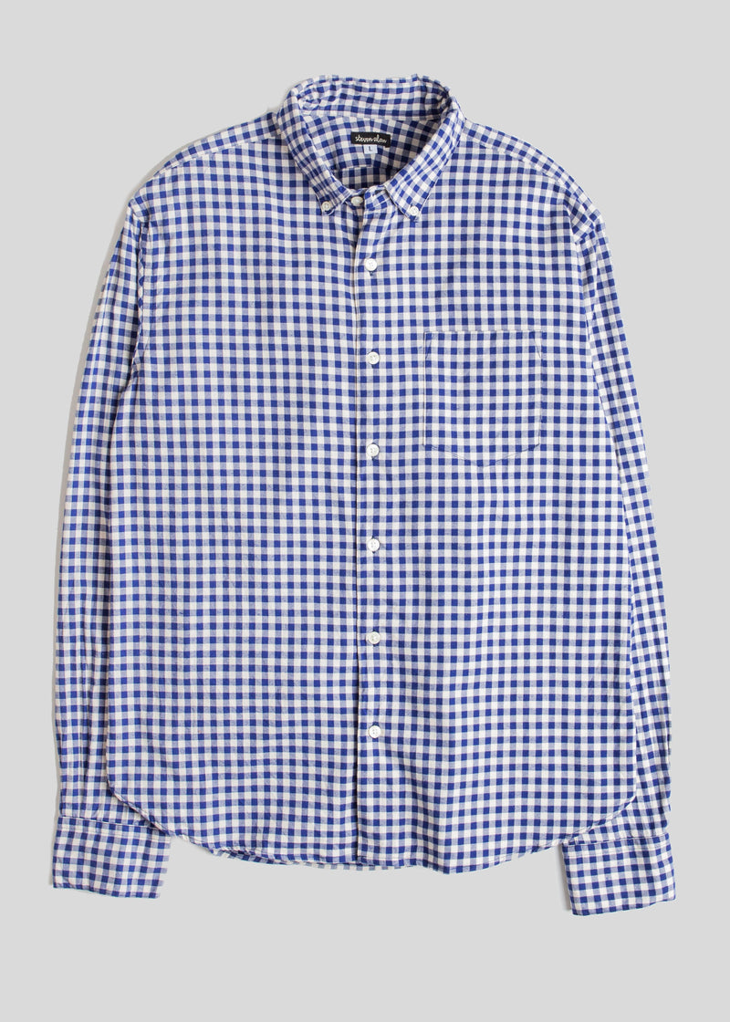 Single Needle Shirt, Navy Gingham Flannel – Steven Alan