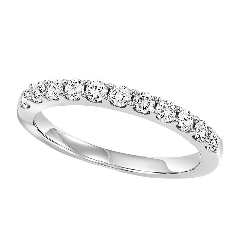 14K White Gold Diamond 11 Stone Prong Set Band - 1 ct