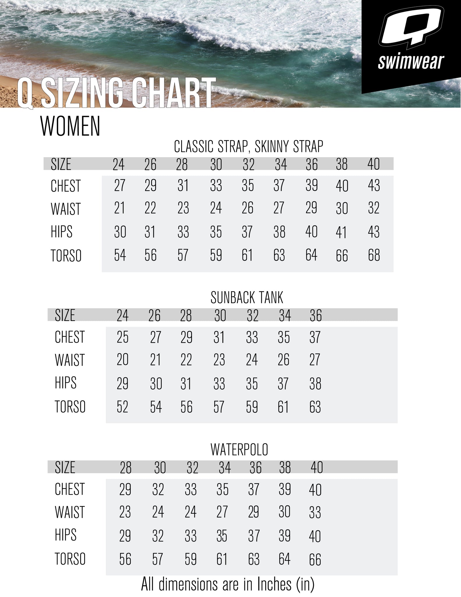 nike swim size chart