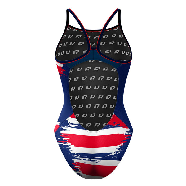 Costa Rica Pura Vida Skinny Strap Swimsuit – Q Swimwear