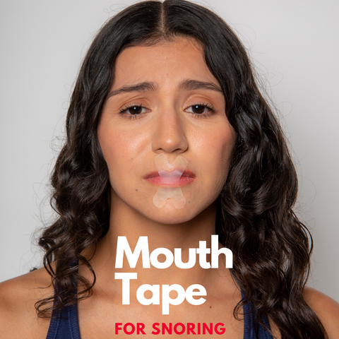 woman wearing mouth tape