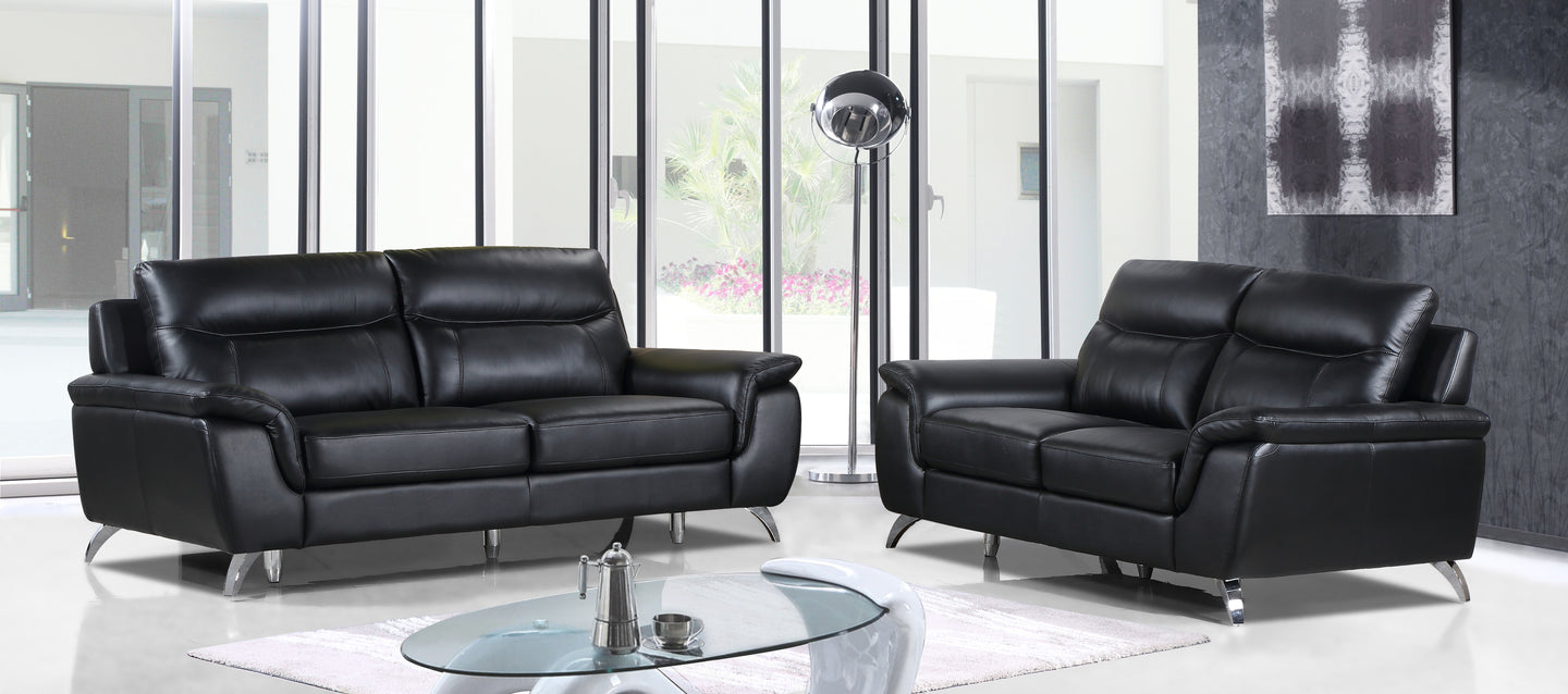 cortesi home vegas genuine leather sofa & loveseat set
