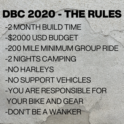 The Dirtbag Challenge 2020 rules