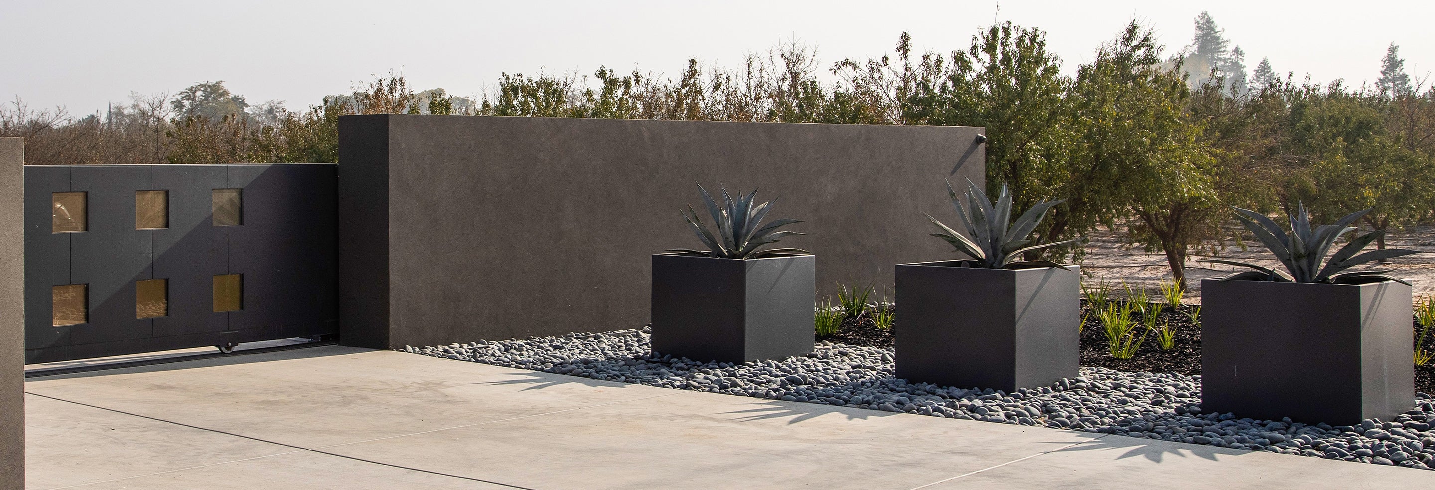 Large Square Planters at Private Residence in California