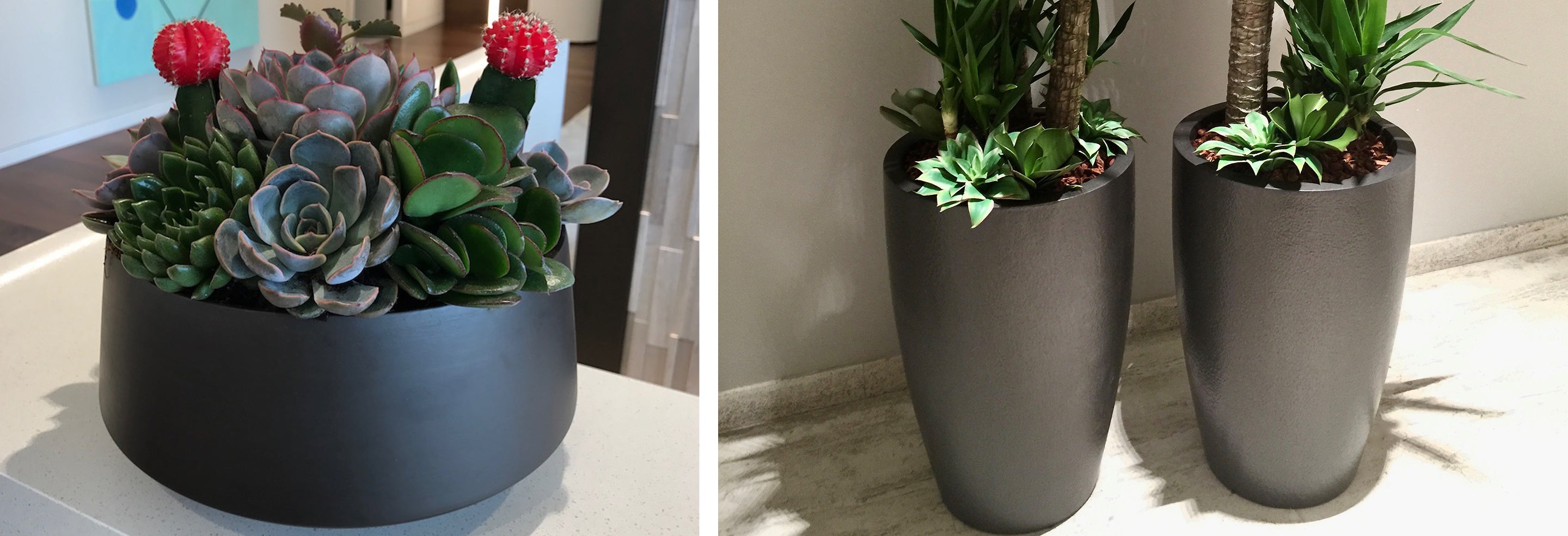 PureModern Round Fiberglass Planters