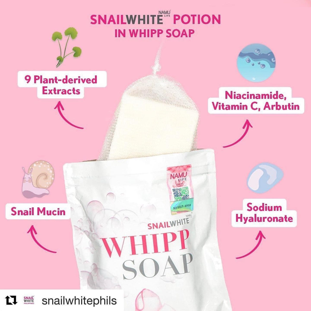 Snail White Whipp Soap by Namu 100g – My Care Kits