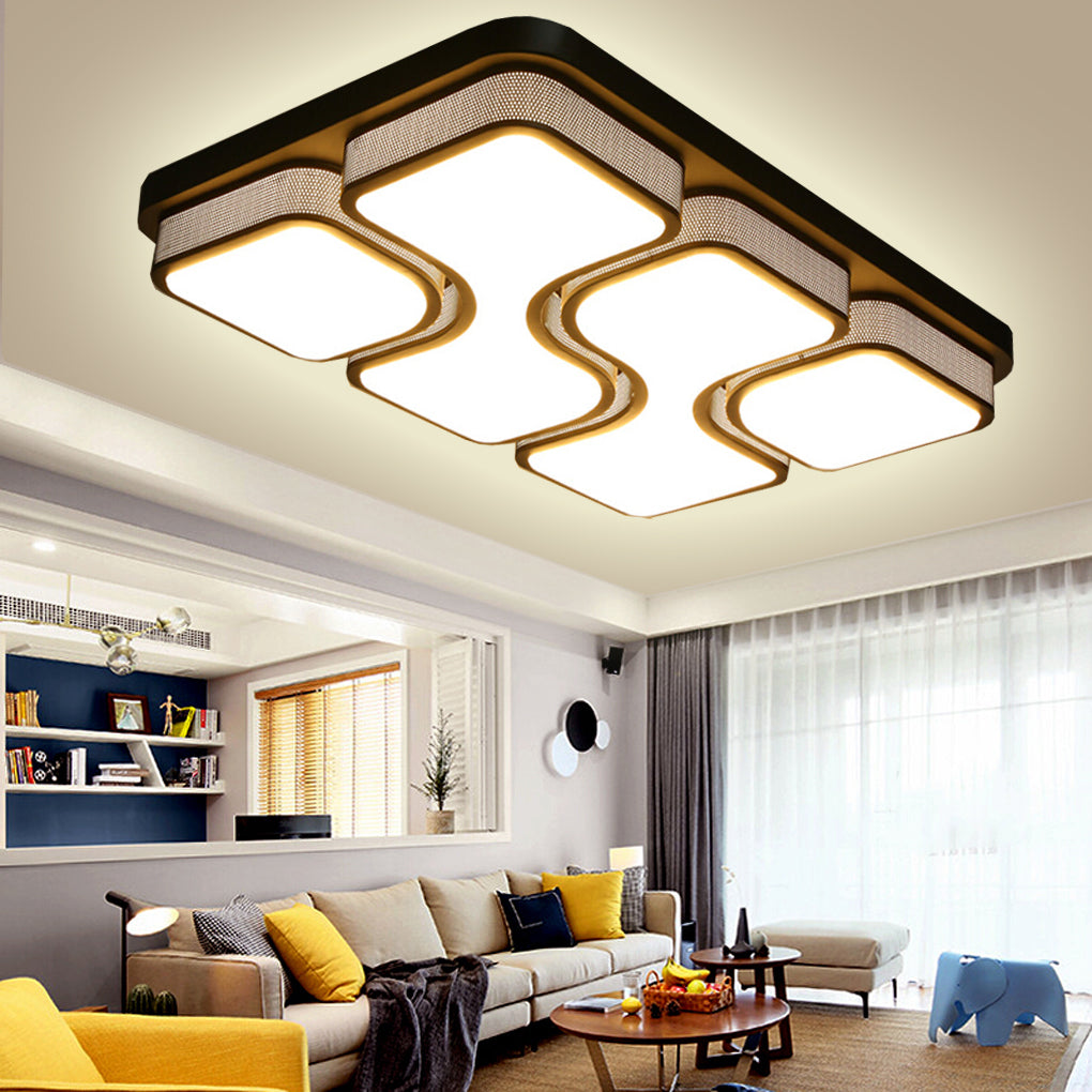 78W LED Deckenleuchte Modern Wohnzimmer Lampe Schwarz