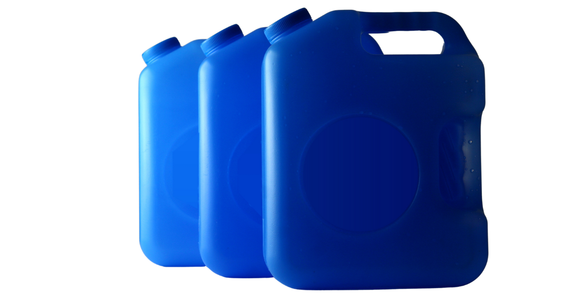 surviving the apocalypse by prepping a water supply of refillable water jugs
