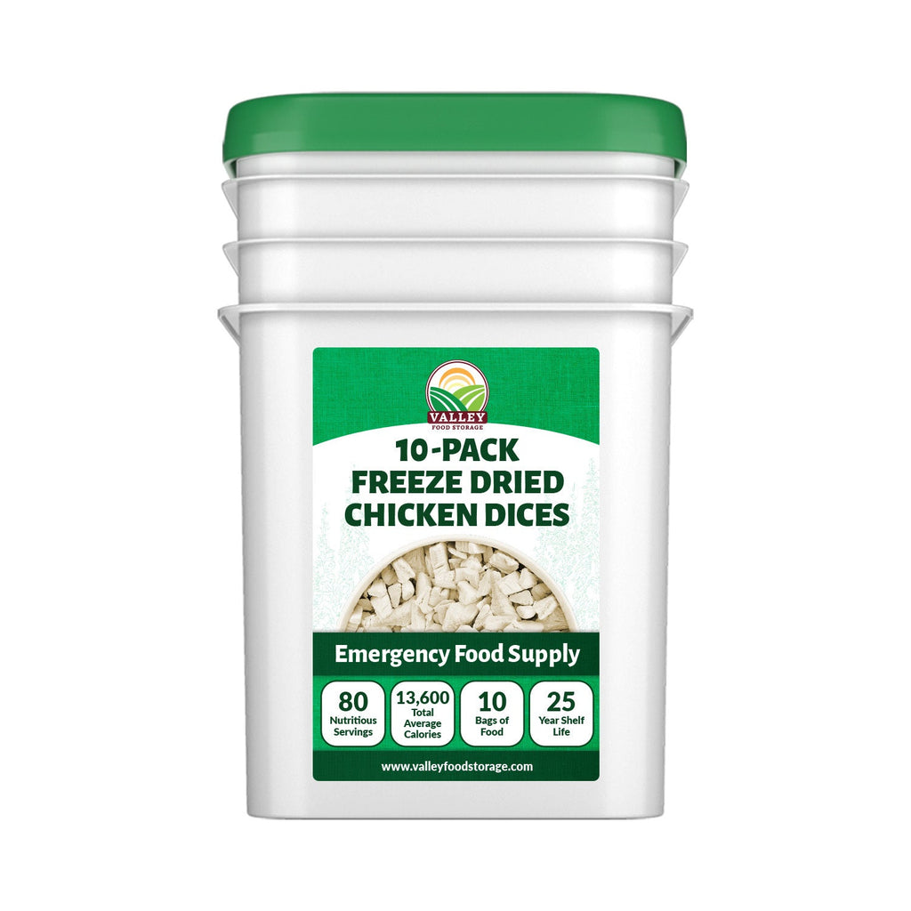 Freeze-Dried Chicken Dices &verbar; 10 Bags + Bucket