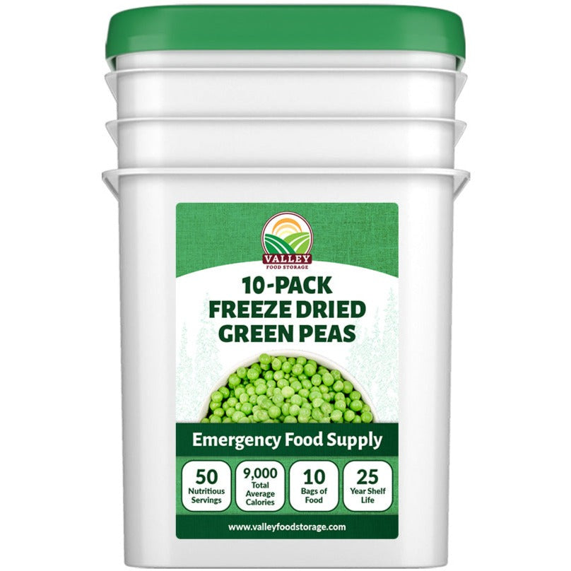 Freeze Dried Green Peas &verbar; 10 Pack + Bucket