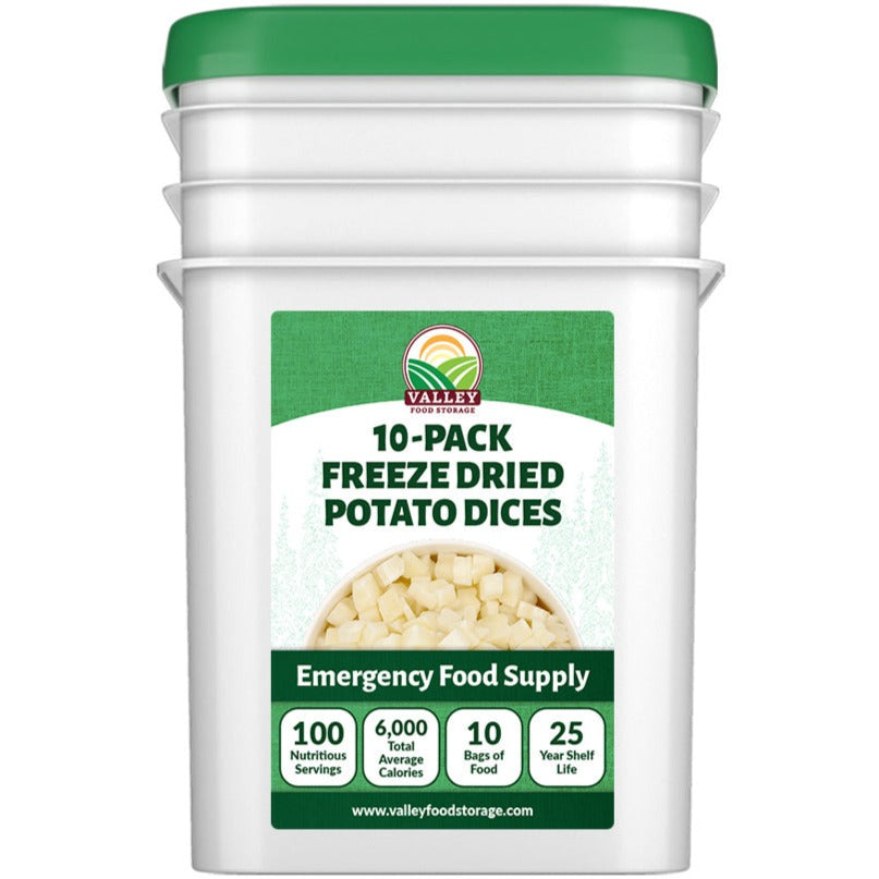 Freeze Dried Potato Dices &verbar; 10 Pack + Bucket
