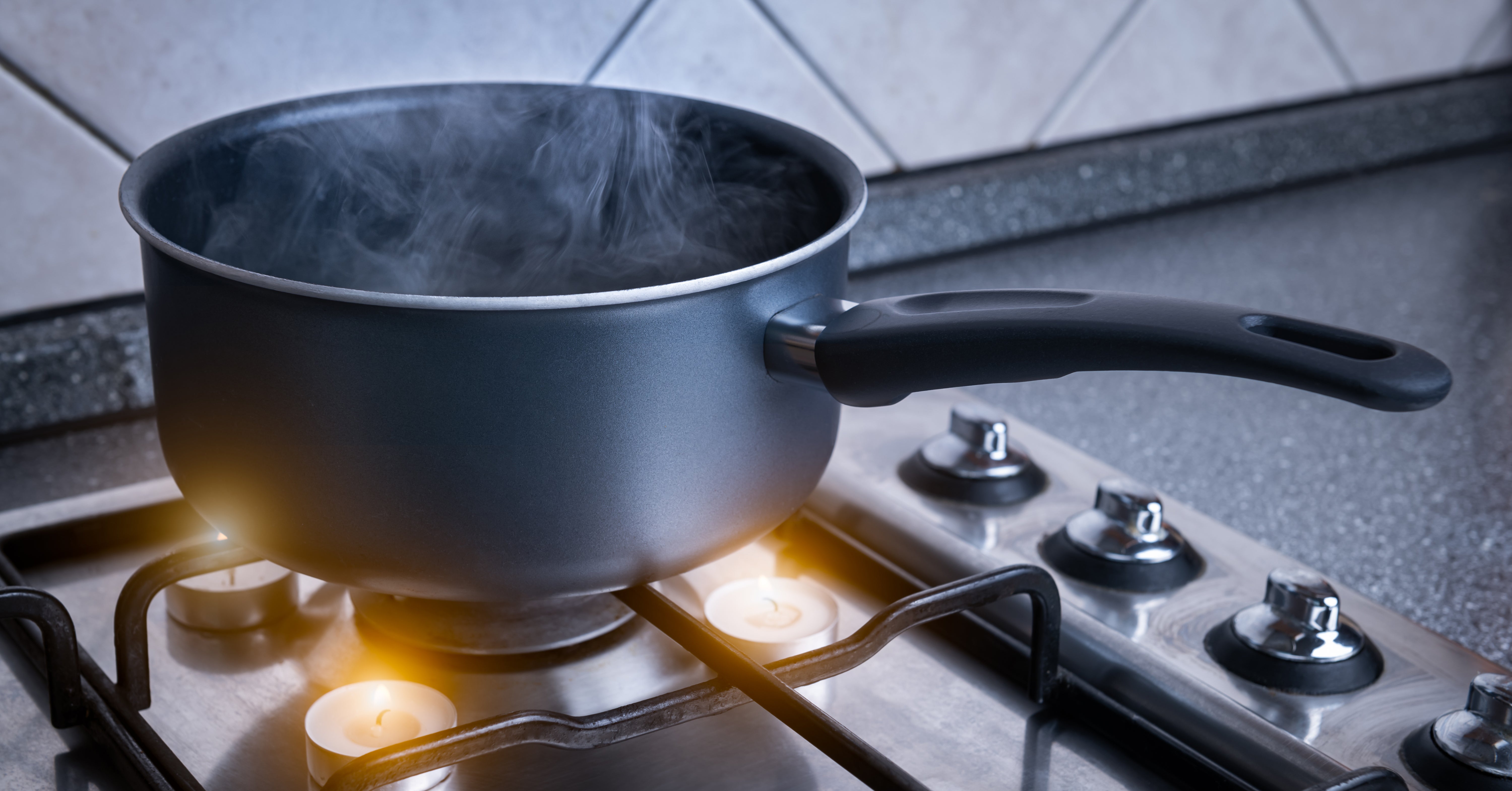 boiling water with candles