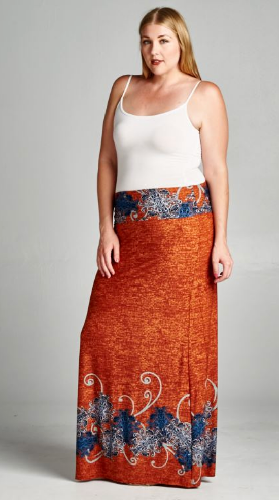 rust colored maxi skirt