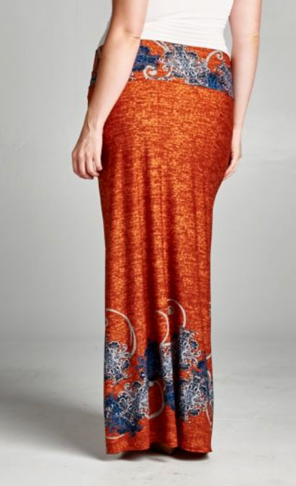 rust colored maxi skirt