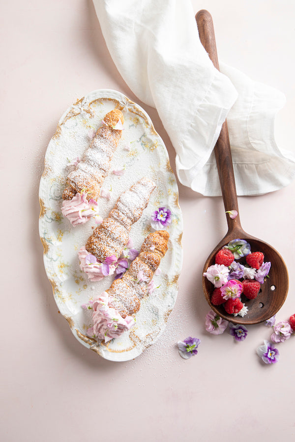 Raspberry Cream Horns recipe by Libbie Summers, Photography by Chia Chong