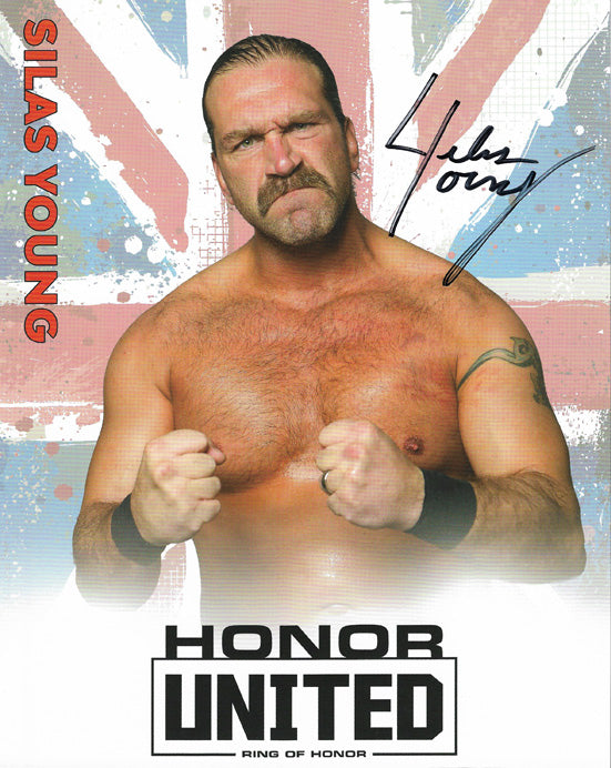Roh Silas Young Autographed Honor United 19 8x10 Wrestlingstore Co Uk