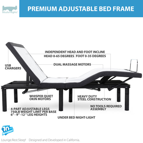 Adjustable Bed Frame with Massage