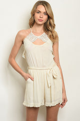 crochet babydoll cream romper