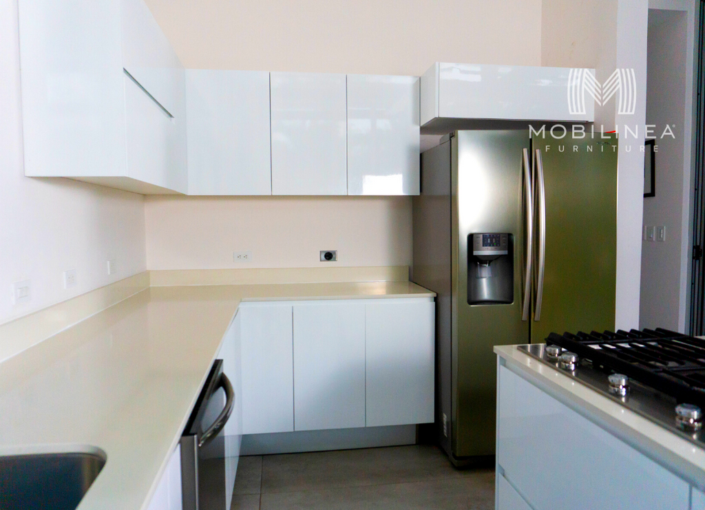 Cocina en L MDF blanco