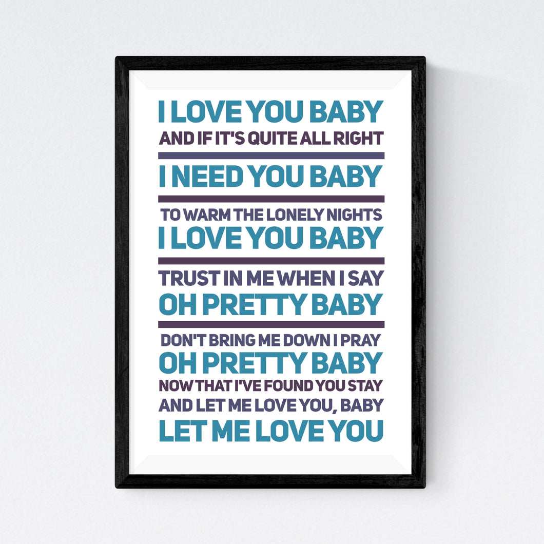 I Love You Baby Frank Sinatra First Dance Prints Co