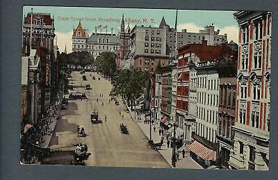 VEGAS - Early 1900s Postcard Albany, NY - State Street From Broadway - FD355