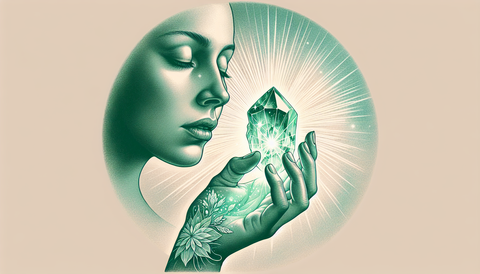 Person holding a green aventurine crystal to take advantage of the green aventurine healing properties