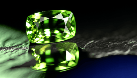 A beautiful peridot gemstone in vibrant green color