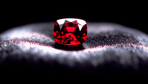 Red spinel gemstone with a lustrous finish