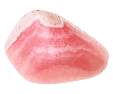 Rhodochrosite gemstone on white background