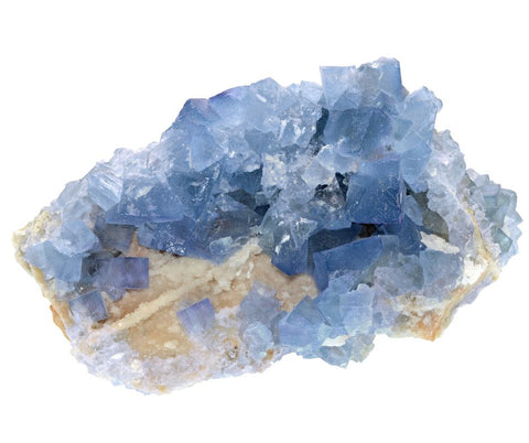 Blue fluorite crystals