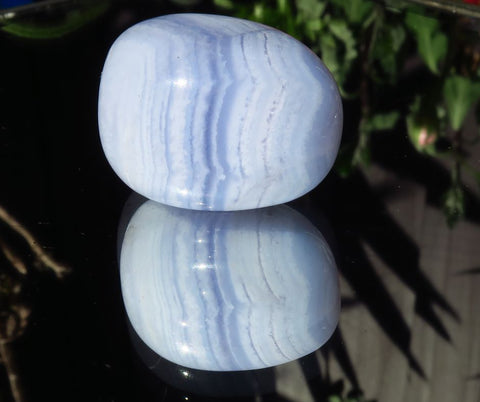 Blue lace agate crystal with delicate light blue bands