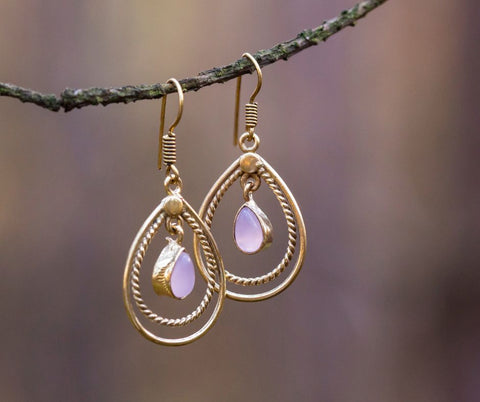 rose quartz earring pair