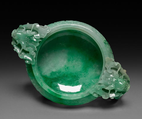 green jade carved bowl