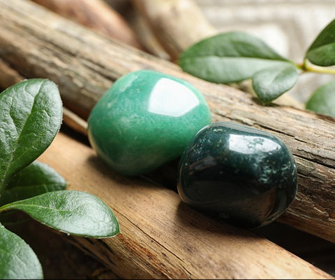green healing stones