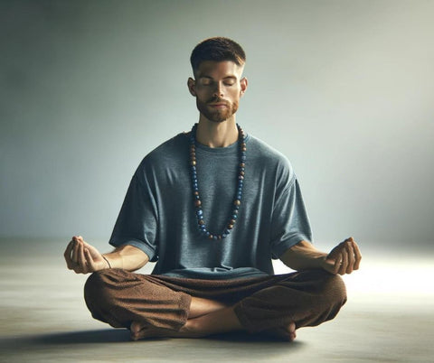 Person meditating with Que Sera Stone