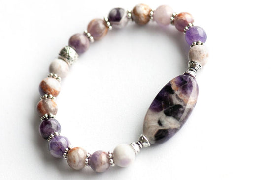 Mauve Serape Double Wrap Bracelet with Amethyst