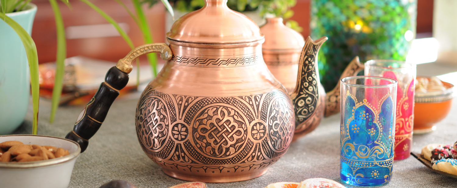 Handmade Turkish Double Boiler Tin Plated Copper Teapot