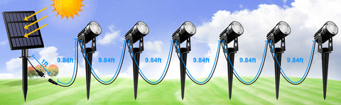 6 in 1 solar landscape spotlight wire length