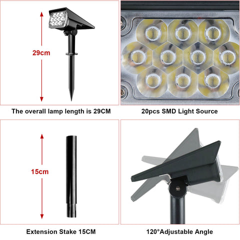 Multicolor Solar Landscape Spotlight Dimensions