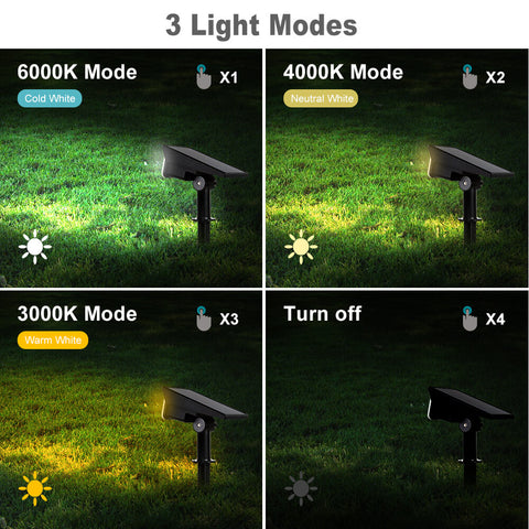 Three-Color Adjustable Solar Spotlights 3 light modes