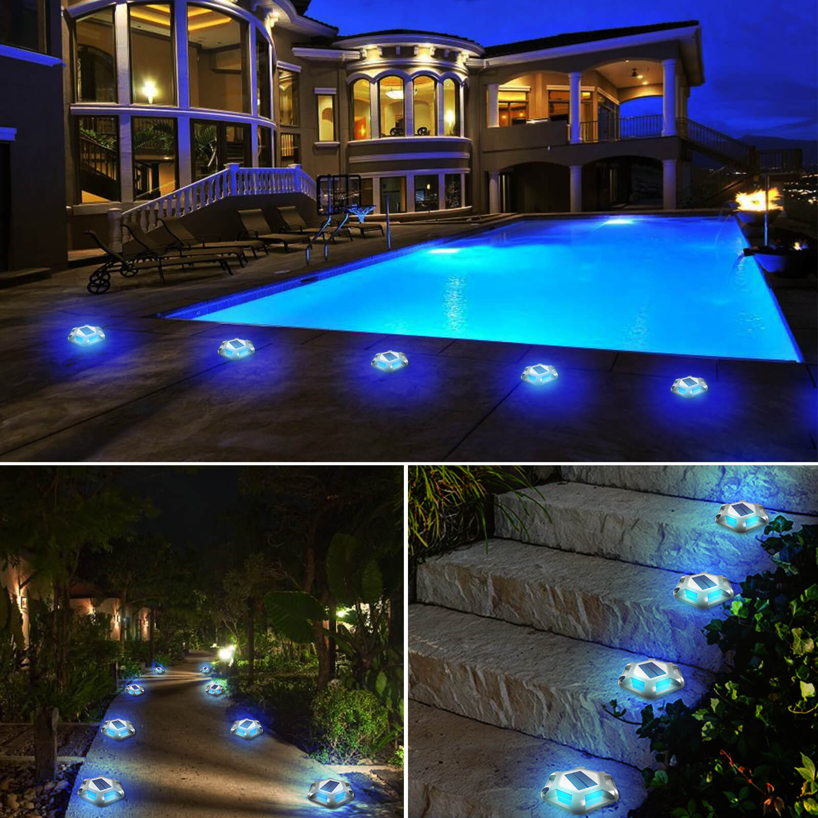 blue solar decking lights