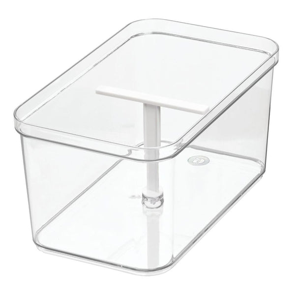 A clear, divided storage tote, like this one from iDesign, is a great way to both divide and access your bathroom items.