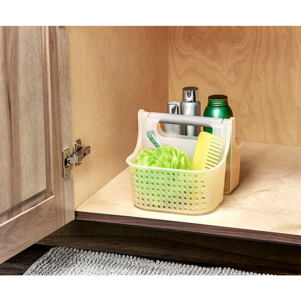 This soft handled storage basket from Madesmart has an integrated handle that makes it easy to access your shower or cleaning supplies.