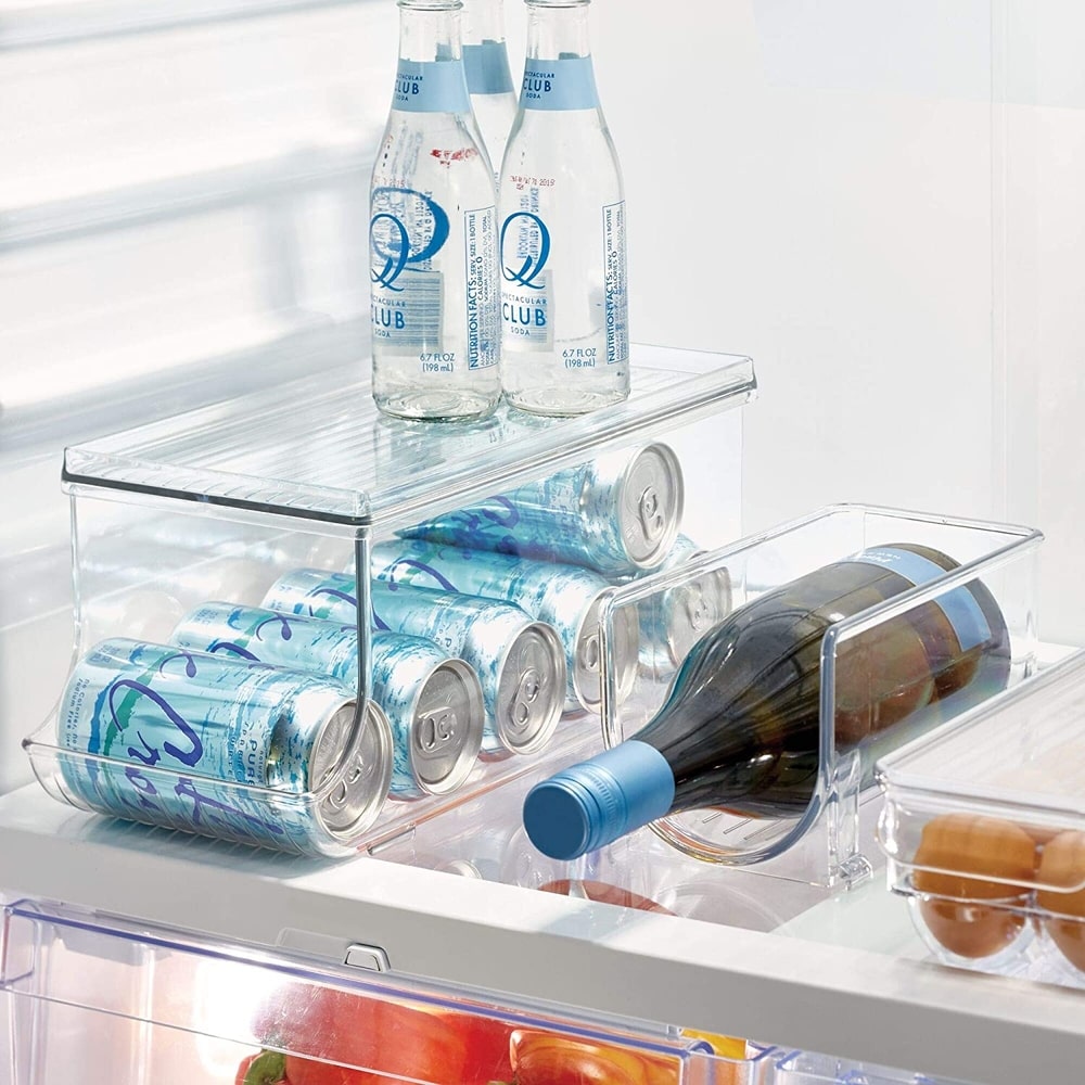 fridge can organisers will store and dispense soft drink and beer cans, as well as food tins. stack these up to maximise storage space.