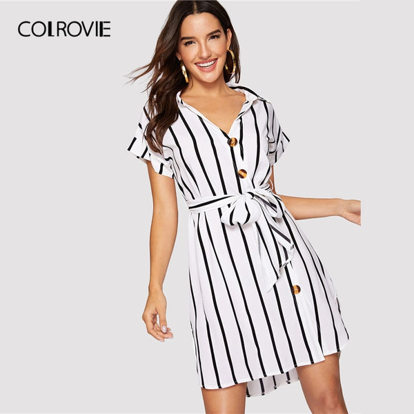 black and white striped dress womens